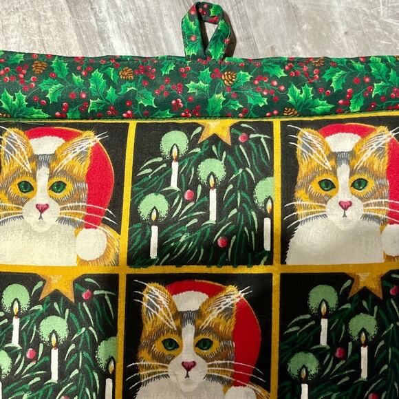 Cat pattern Christmas Apron and vintage cat hot pad - Picture 7 of 8